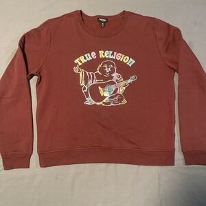 True Religion Iridescent Buddha Women's Sz XL Crewneck Sweatshirt